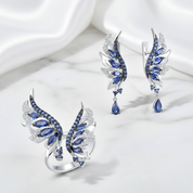 Blue & White Diamond Option Angel Wings Jewelry Set-Black Diamonds New York