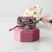 Bohemian Amethyst & Japan Seed Beaded Bracelet-Black Diamonds New York