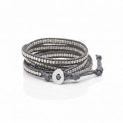 Bohemian Brass Bead 5 Wraps Statement Bracelet-Black Diamonds New York