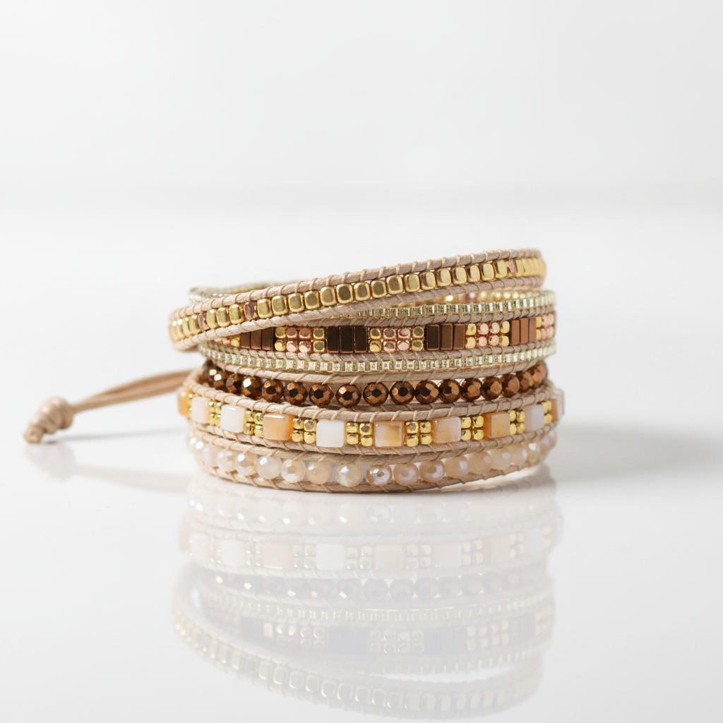 Bohemian Crystal Beads Statement Bracelet-Black Diamonds New York