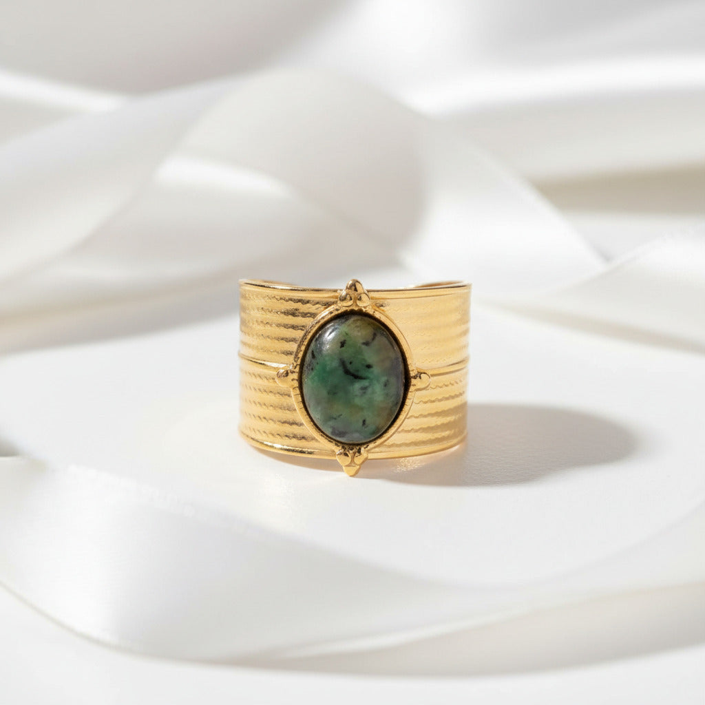Bohemian Option Natural Stones Malachite Rings-Black Diamonds New York