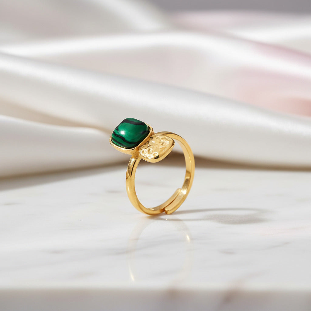 Bohemian Option Natural Stones Malachite Rings-Black Diamonds New York