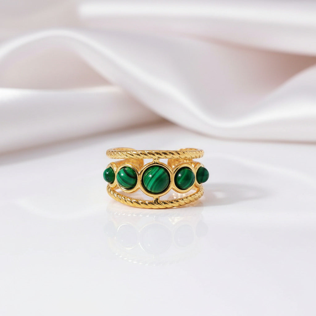 Bohemian Option Natural Stones Malachite Rings-Black Diamonds New York