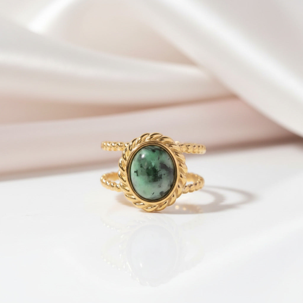 Bohemian Option Natural Stones Malachite Rings-Black Diamonds New York