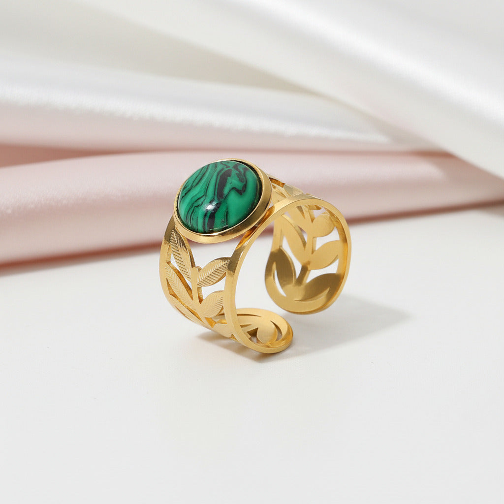 Bohemian Option Natural Stones Malachite Rings-Black Diamonds New York