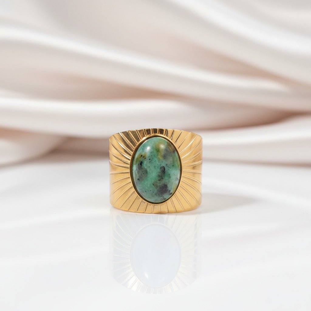 Bohemian Option Natural Stones Malachite Rings-Black Diamonds New York