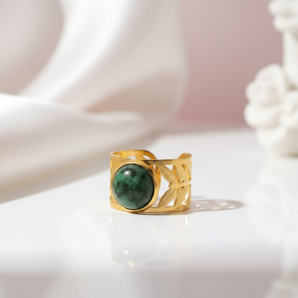 Bohemian Option Natural Stones Malachite Rings-Black Diamonds New York