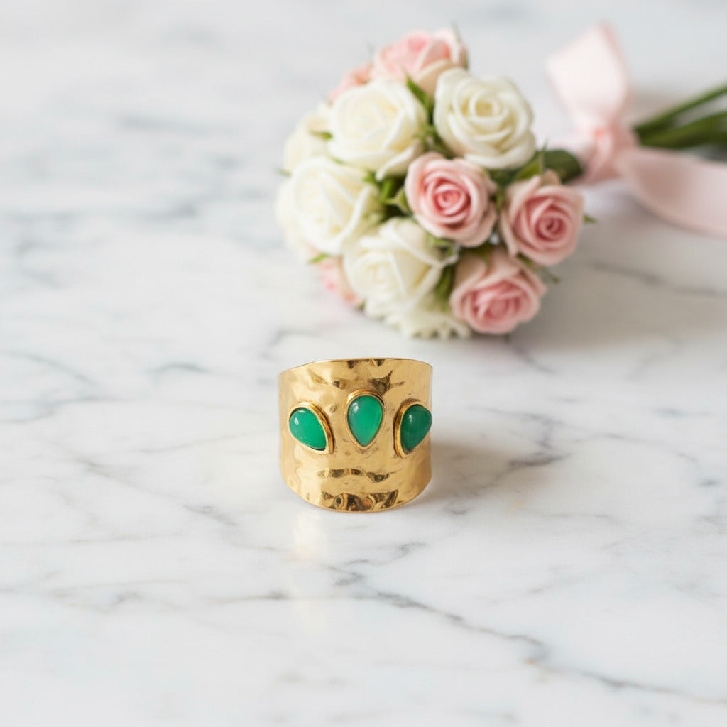 Bohemian Option Natural Stones Malachite Rings-Black Diamonds New York