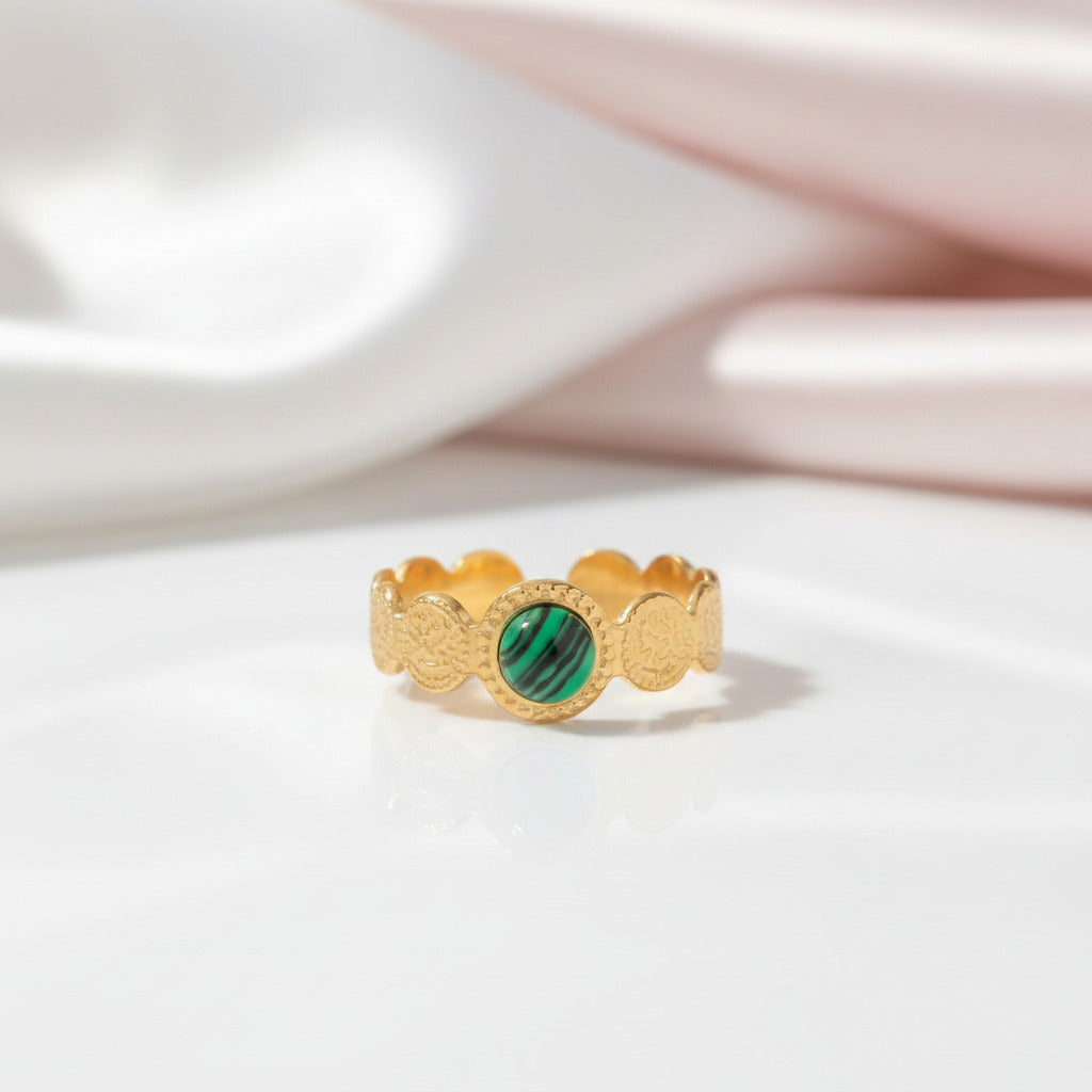 Bohemian Option Natural Stones Malachite Rings-Black Diamonds New York