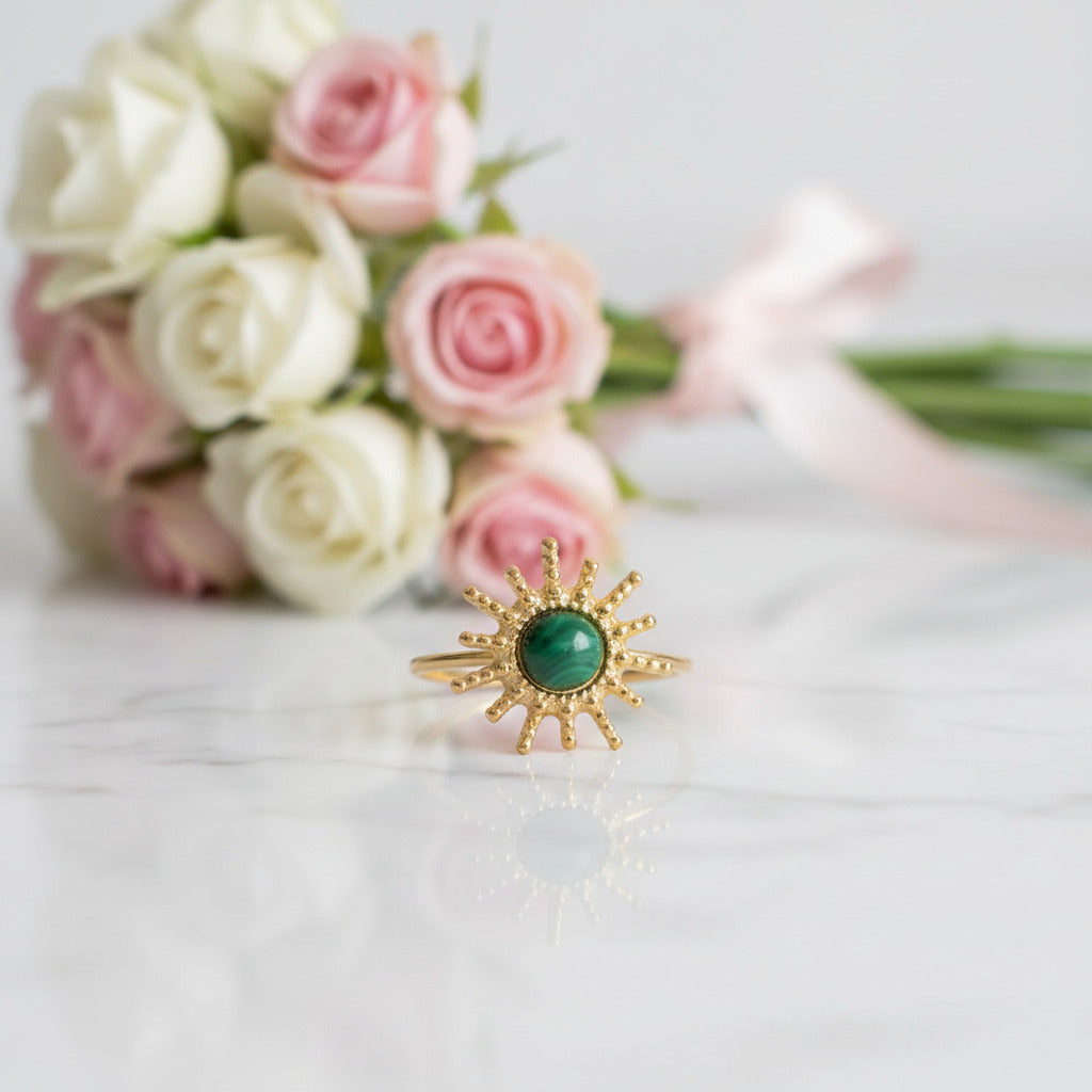 Bohemian Option Natural Stones Malachite Rings-Black Diamonds New York