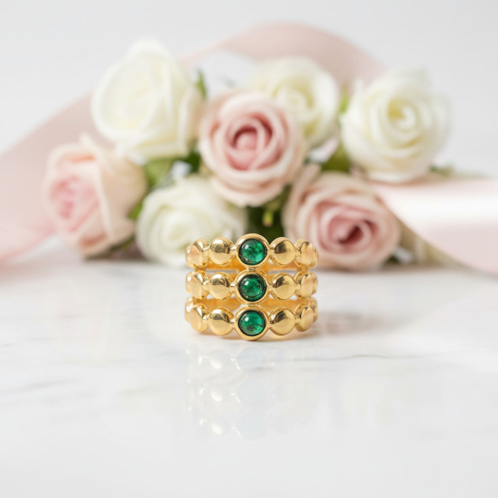Bohemian Option Natural Stones Malachite Rings-Black Diamonds New York