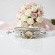 Boho chic White Mixed Howlite Wrap Beadwork Bracelet-Black Diamonds New York