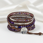 Boho Natural Stone Beadwork 5 Wraps Stainless Steel-Black Diamonds New York