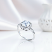 3.0 Ct Cushion Cut Halo Engagement Ring-Black Diamonds New York