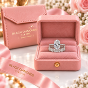 Stunning Oval Cut Diamond Option Wedding Ring Set-Black Diamonds New York