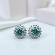 Brilliant Cut Green Diamond Snowflake Stud Earrings-Black Diamonds New York