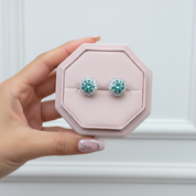 Brilliant Cut Green Diamond Option Snowflake Stud Earrings-Black Diamonds New York