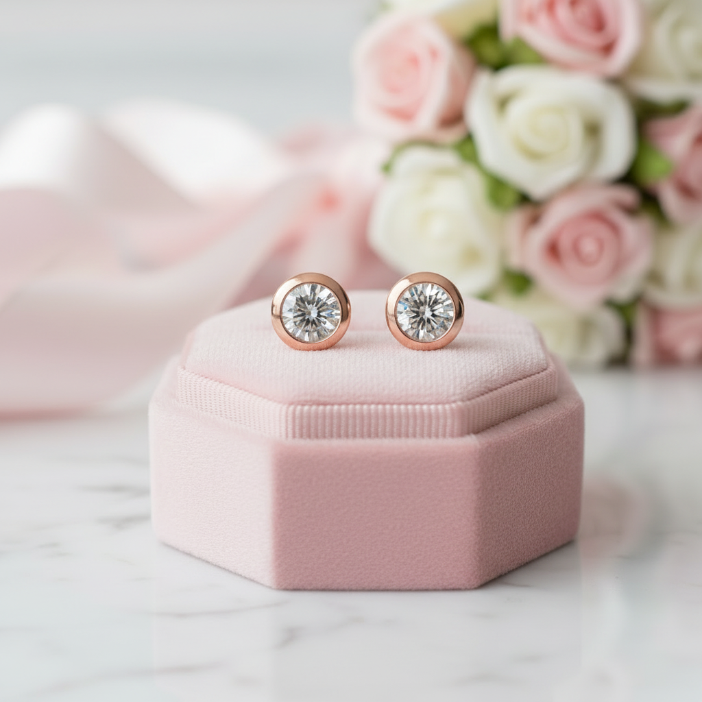 Brilliant Cut Diamond Option Bubble Shaped Stud Earrings-Black Diamonds New York
