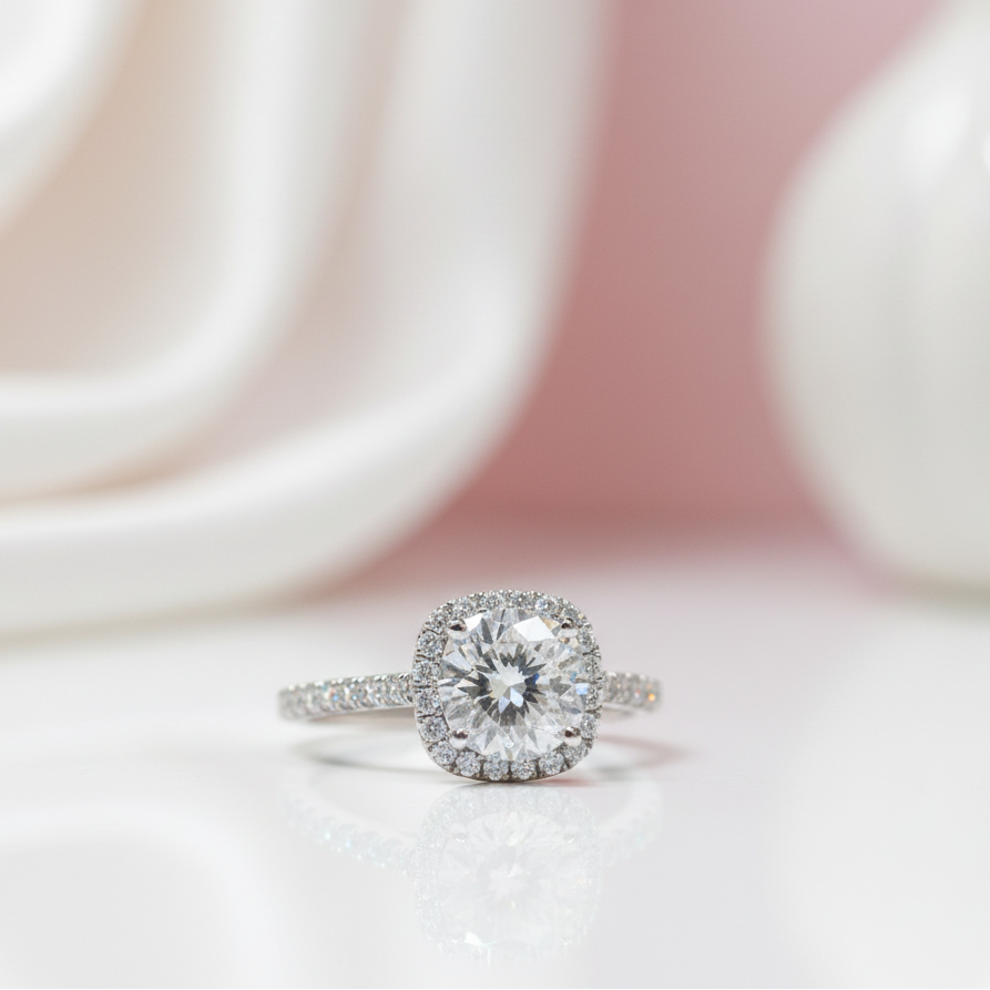 Brilliant Cut Diamond Option Cushion Wedding Ring-Black Diamonds New York