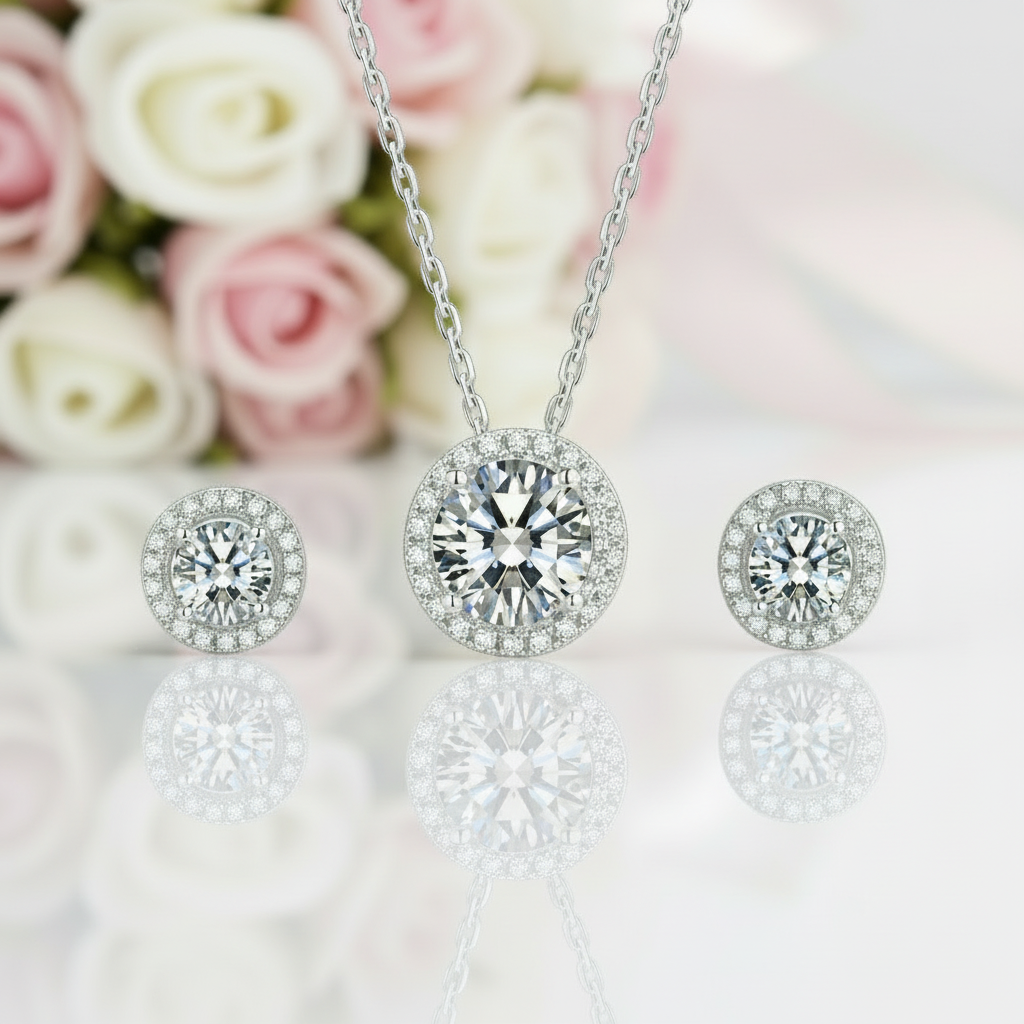 Brilliant Cut Diamond Option Earrings and Necklace-Black Diamonds New York