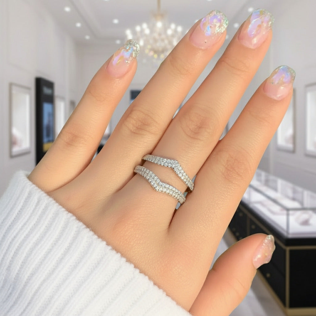 Brilliant Round Cut Diamond Adjustable Wedding Ring Enhancer