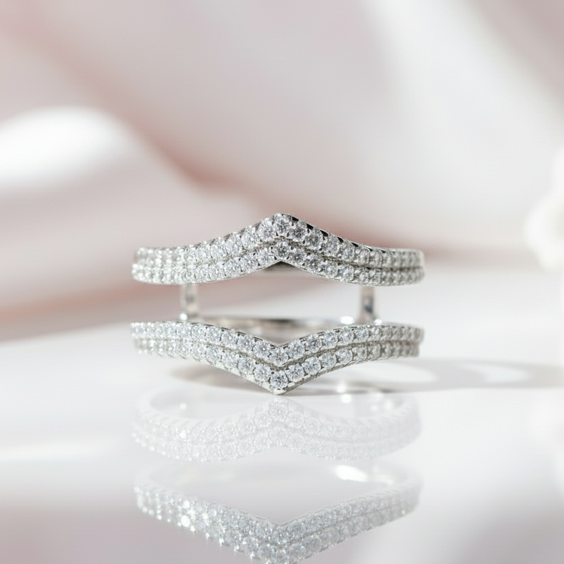 Brilliant Round Cut Diamond Adjustable Wedding Ring Enhancer-Black Diamonds New York