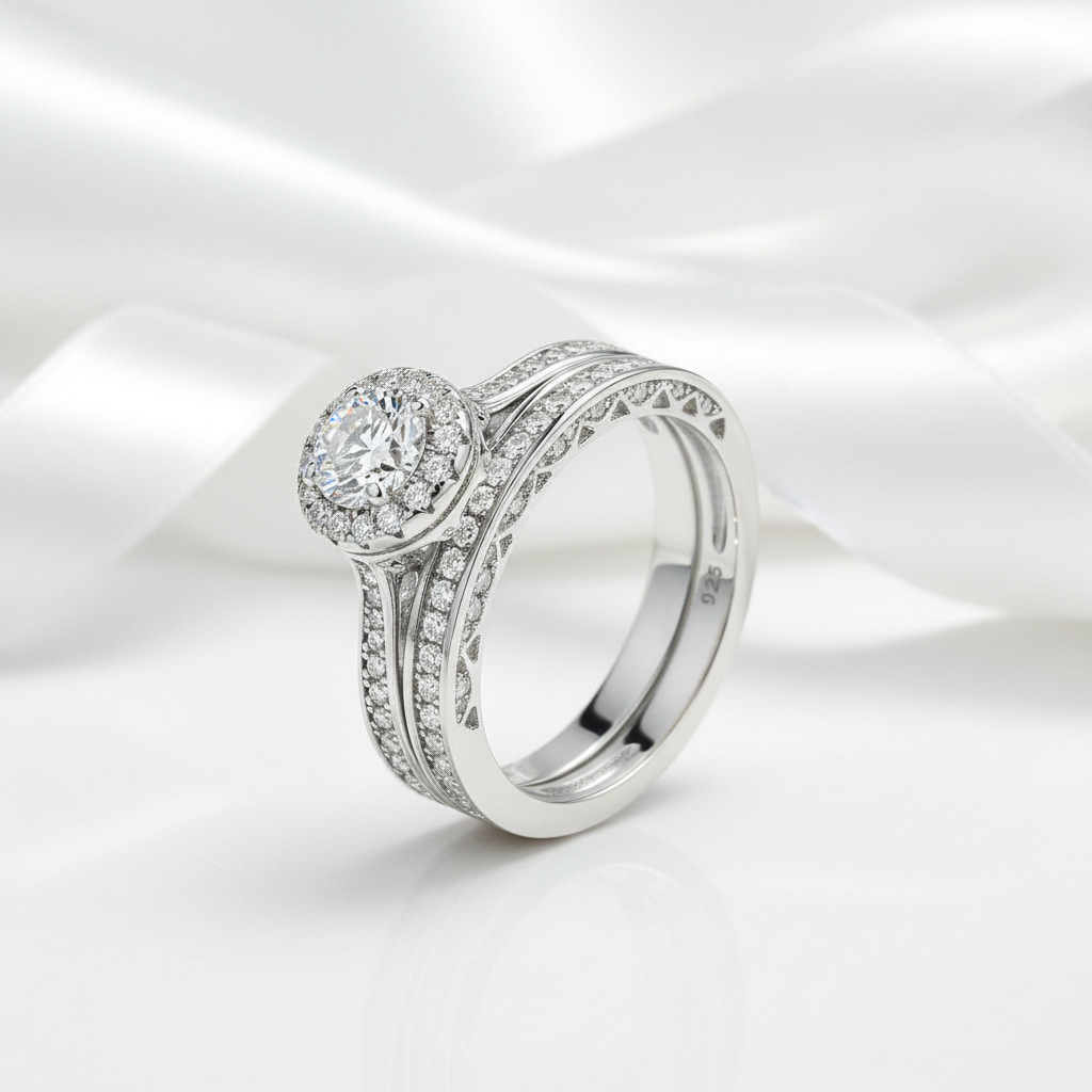 Brilliant Round Cut Diamond Wedding Ring Set-Black Diamonds New York