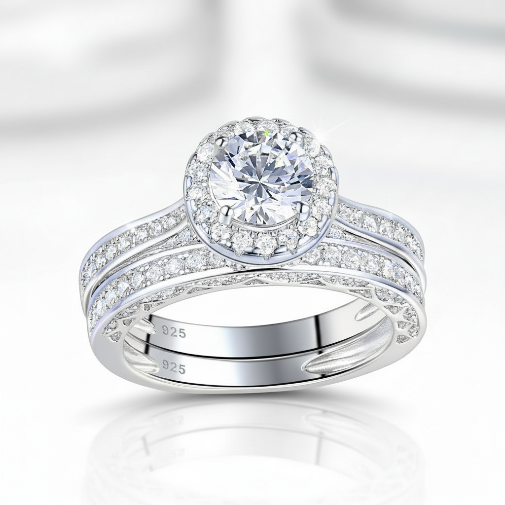 Brilliant Round Diamond Option Halo Engagement Ring Set-Black Diamonds New York