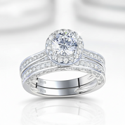 Brilliant Round Diamond Option Halo Engagement Ring Set-Black Diamonds New York