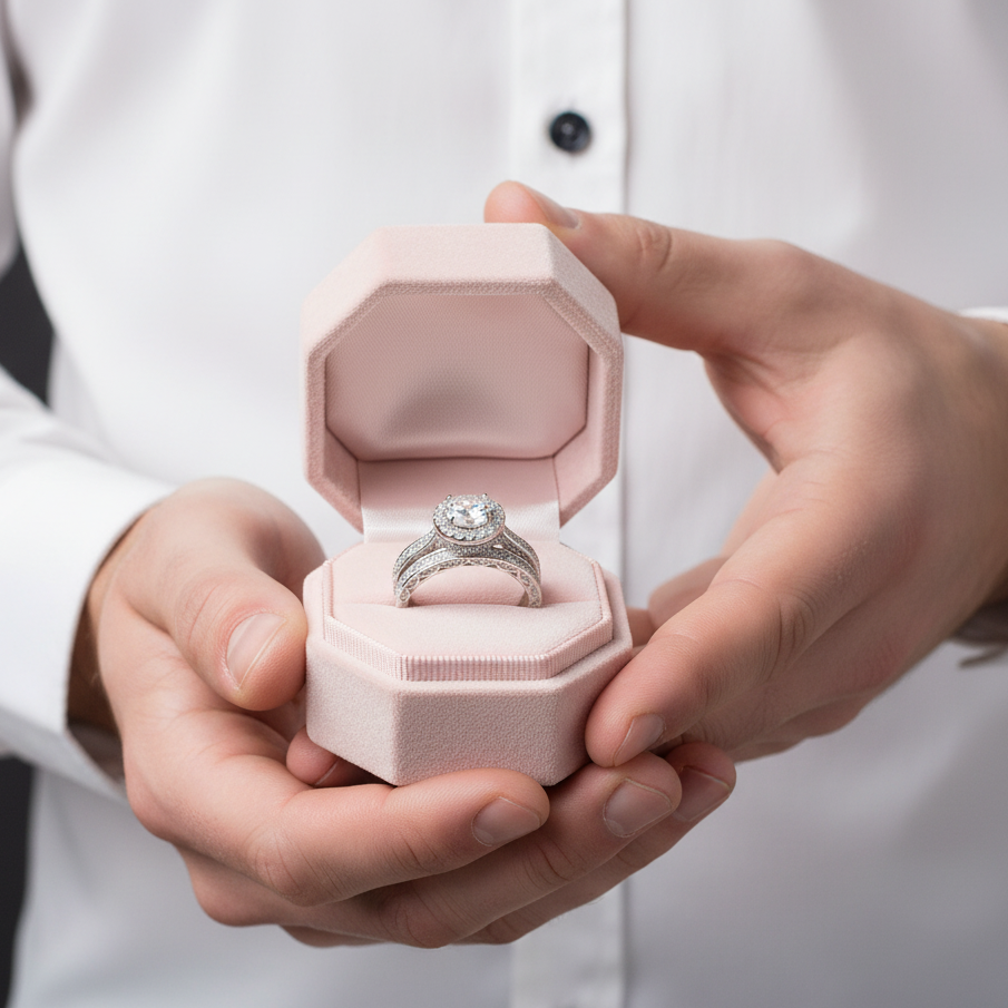Brilliant Round Diamond Option Halo Engagement Ring Set-Black Diamonds New York