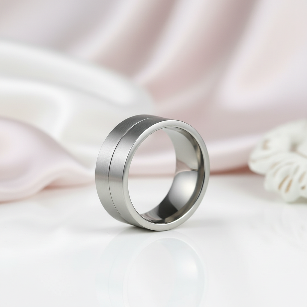 Brush and Polish Design Men's Wedding Band-Black Diamonds New York