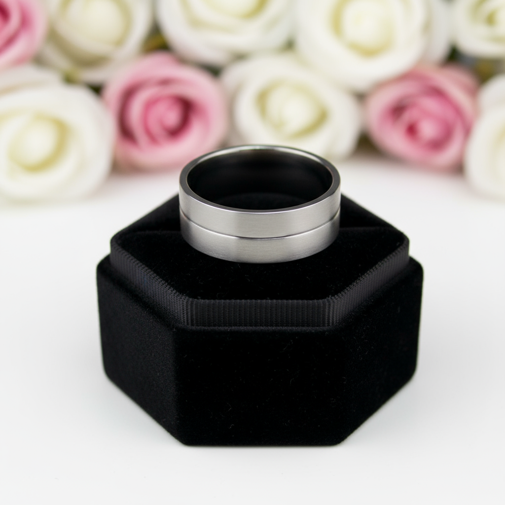 Brush and Polish Design Men's Wedding Band-Black Diamonds New York