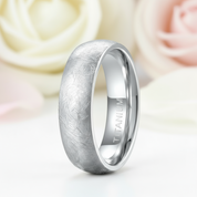 Brushed Dome Titanium Men's Wedding Band-Black Diamonds New York