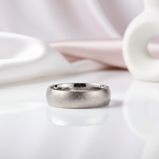 Brushed Dome Titanium Men's Wedding Band-Black Diamonds New York