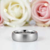 Brushed Dome Tungsten Carbide Men's Wedding Band-Black Diamonds New York