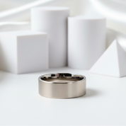 Brushed Flat Pure Titanium Men's Wedding Ring-Black Diamonds New York