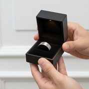 Brushed Flat Pure Titanium Men's Wedding Ring-Black Diamonds New York