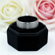 Brushed Flat Pure Titanium Men's Wedding Ring-Black Diamonds New York