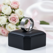 Brushed Flat Pure Titanium Men's Wedding Ring-Black Diamonds New York