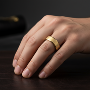 Brushed Gold Plated Tungsten Men's Wedding Band-Black Diamonds New York