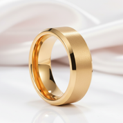 Brushed Gold Plated Tungsten Men's Wedding Band-Black Diamonds New York