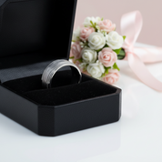 Brushed Hammer Pure Titanium Wedding Band with Germanium Stone Inlay-Black Diamonds New York