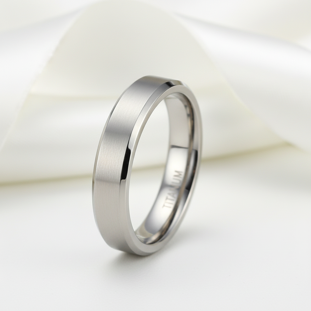 Brushed Unisex Titanium Wedding Band-Black Diamonds New York