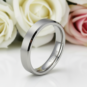 Brushed Unisex Titanium Wedding Band-Black Diamonds New York