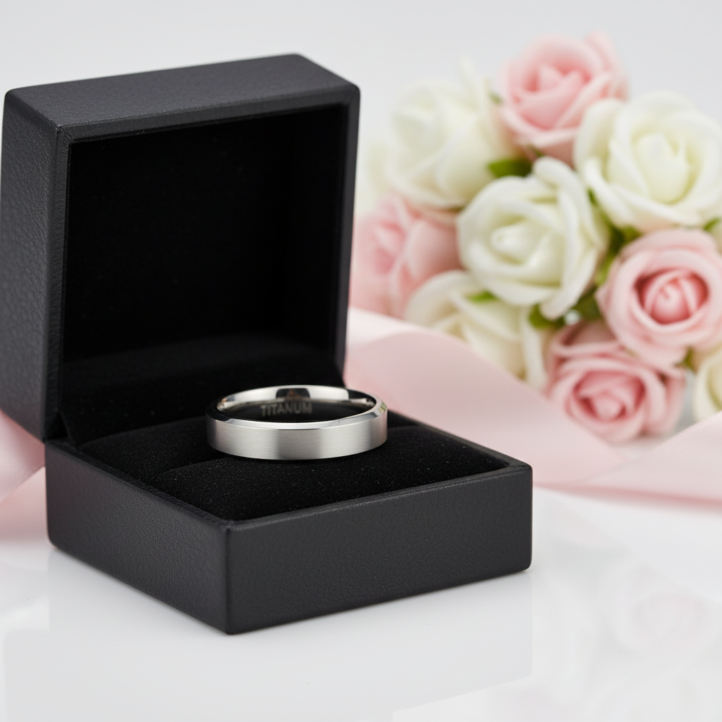 Brushed Unisex Titanium Wedding Band-Black Diamonds New York