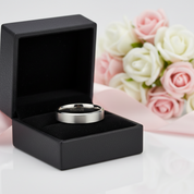 Brushed Unisex Titanium Wedding Band-Black Diamonds New York