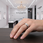 Brushed Unisex Titanium Wedding Band-Black Diamonds New York