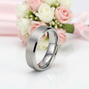Brushed Unisex Titanium Wedding Band-Black Diamonds New York
