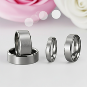 Brushed Unisex Titanium Wedding Band-Black Diamonds New York