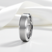 Brushed Men's Tungsten Wedding Band-Black Diamonds New York